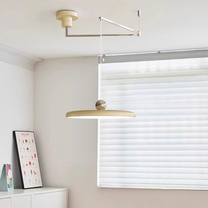 Swing Arm Pendant Ceiling Lamp Adjustable Metal Disc Shade