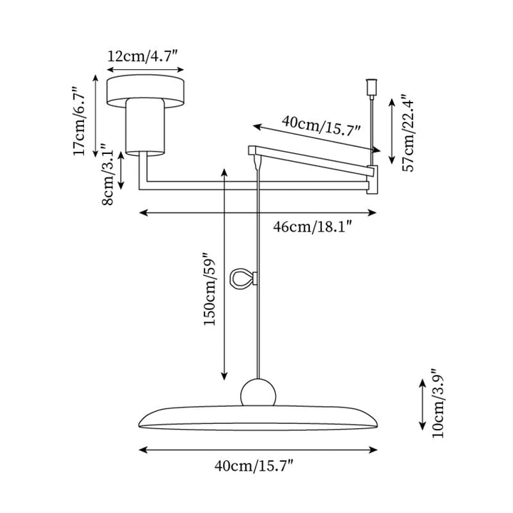 Swing Arm Pendant Ceiling Lamp Adjustable Metal Disc Shade