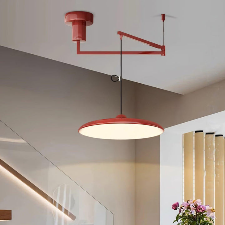 Swing Arm Pendant Ceiling Lamp Adjustable Metal Disc Shade