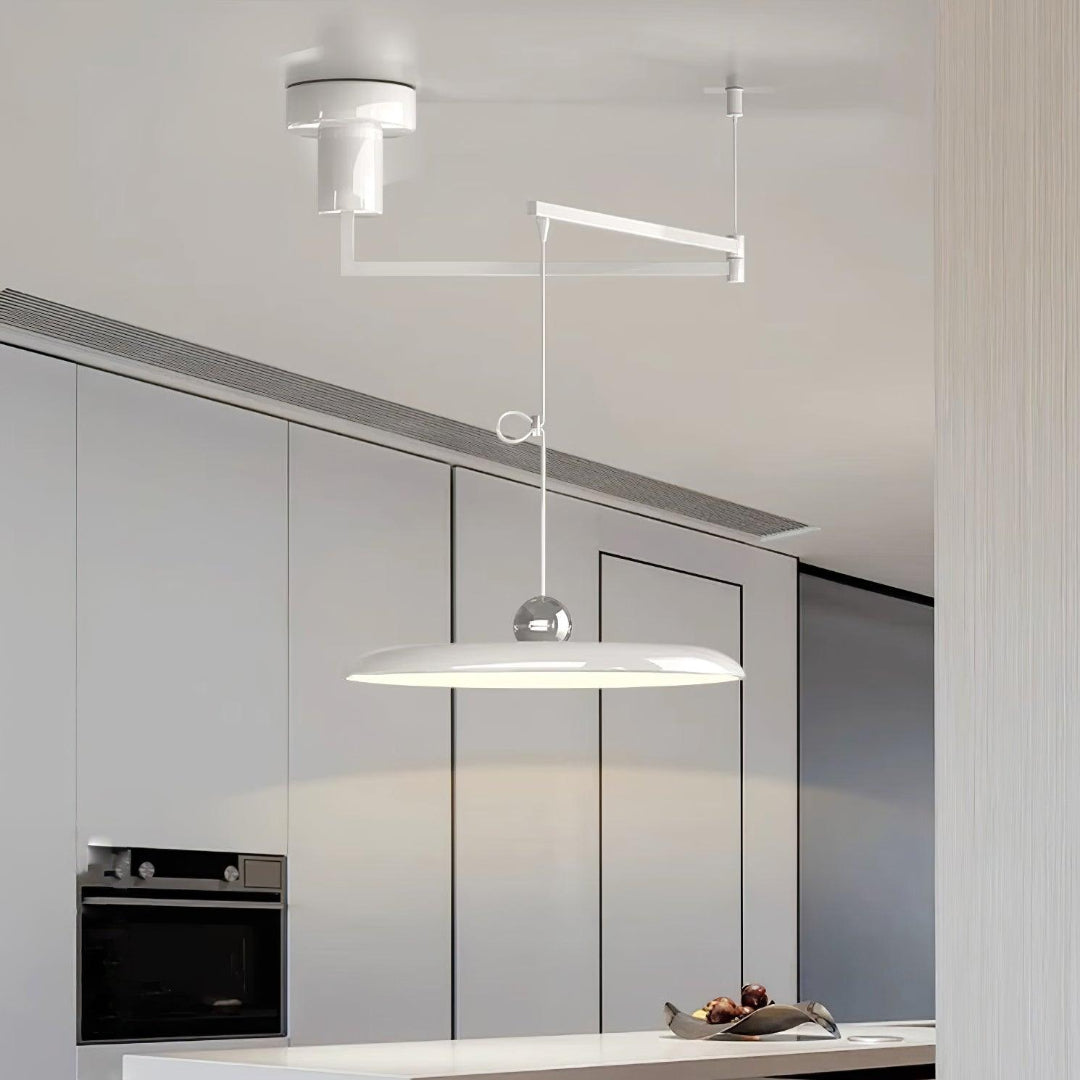 Swing Arm Pendant Ceiling Lamp Adjustable Metal Disc Shade