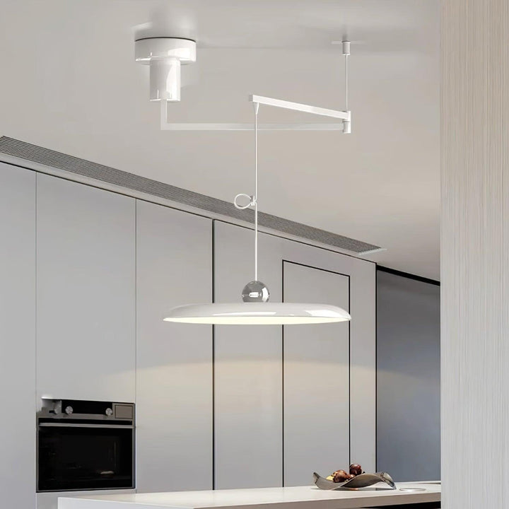 Swing Arm Pendant Ceiling Lamp Adjustable Metal Disc Shade