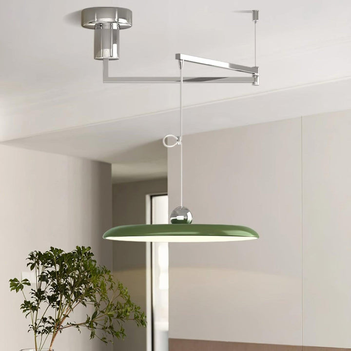 Swing Arm Pendant Ceiling Lamp Adjustable Metal Disc Shade