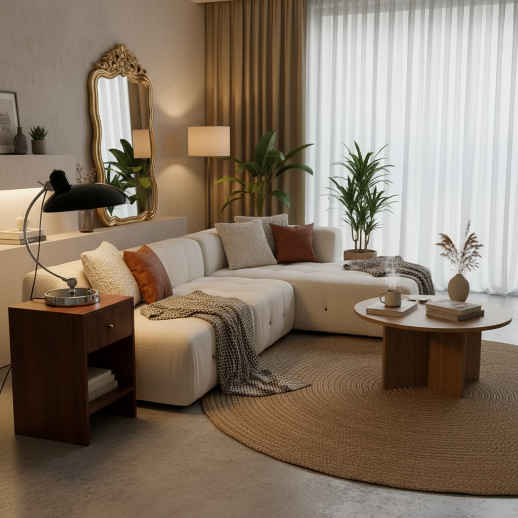 Table Lamp - Curved Arm with Dome Shade