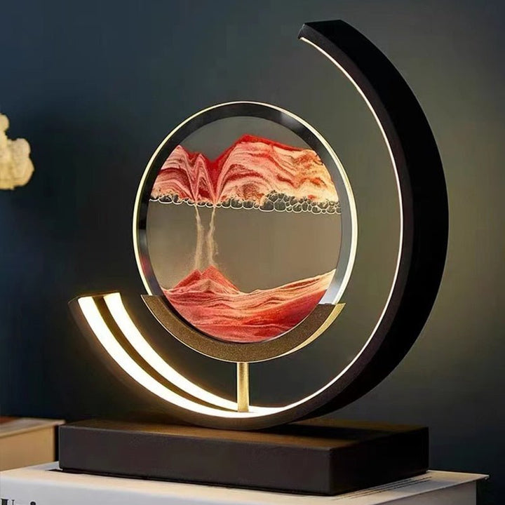 Table Lamp - Moving Sand Art with Curved Ring Frame