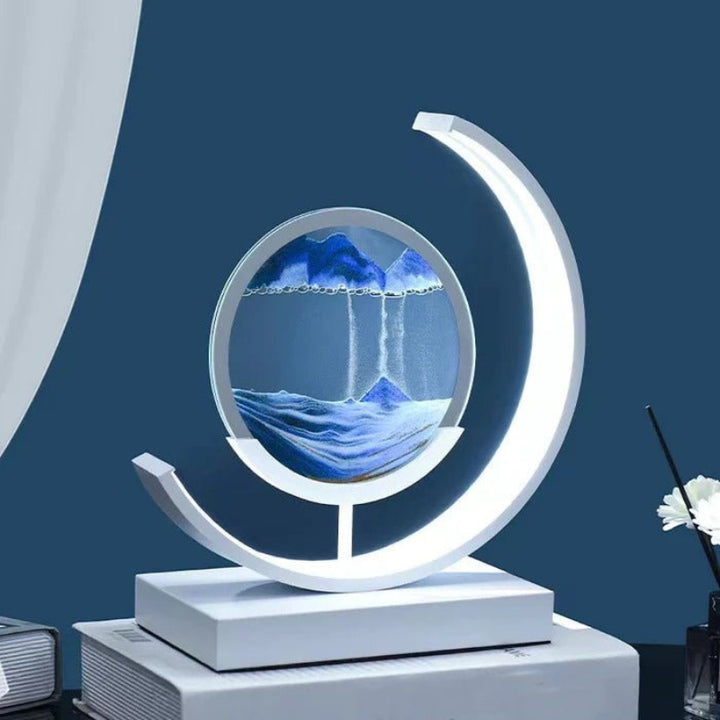 Table Lamp - Moving Sand Art with Curved Ring Frame