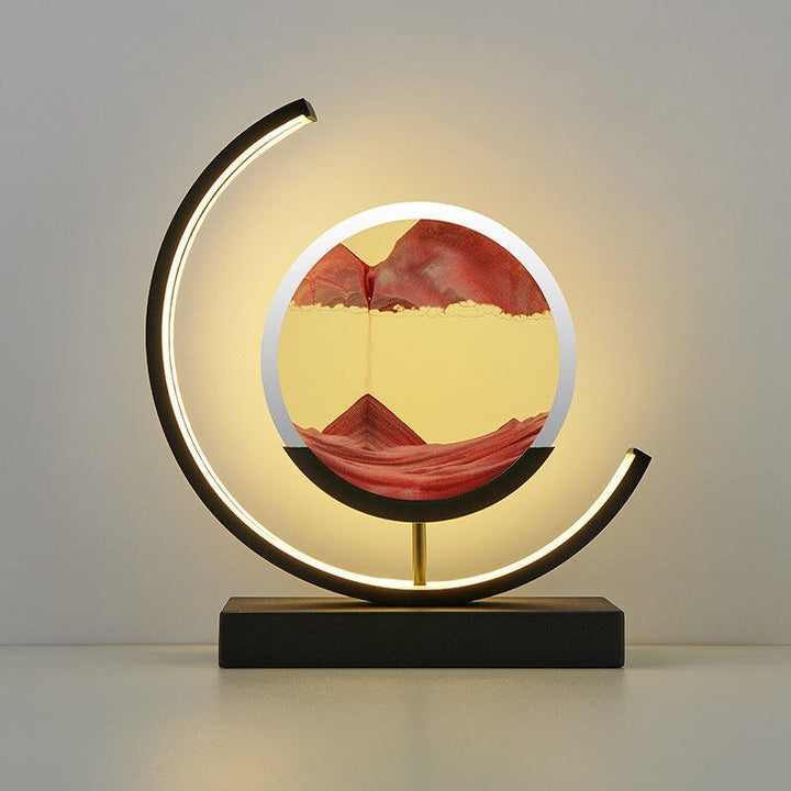 Table Lamp - Moving Sand Art with Curved Ring Frame