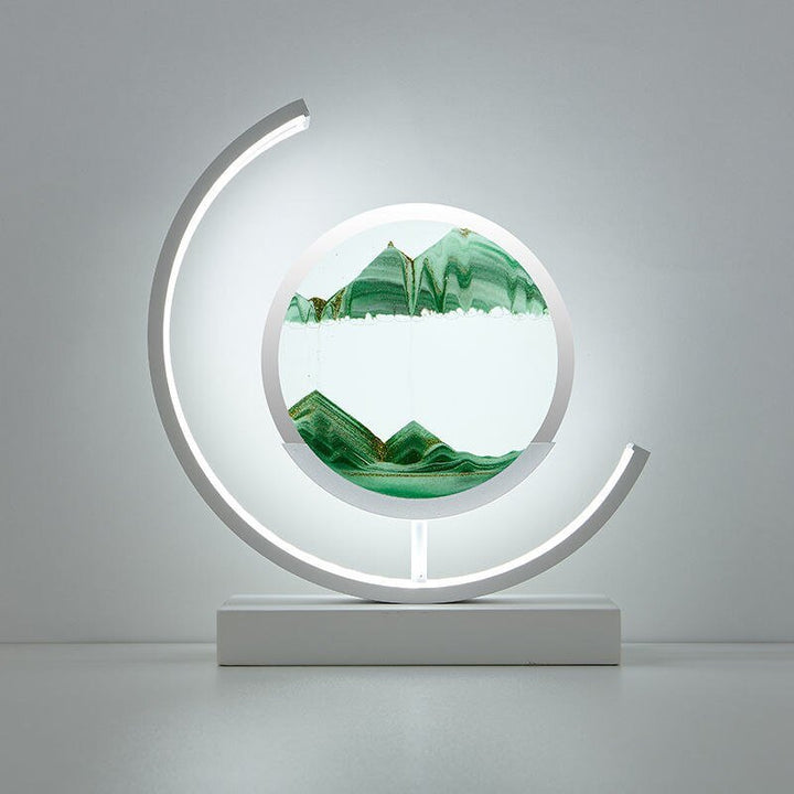 Table Lamp - Moving Sand Art with Curved Ring Frame