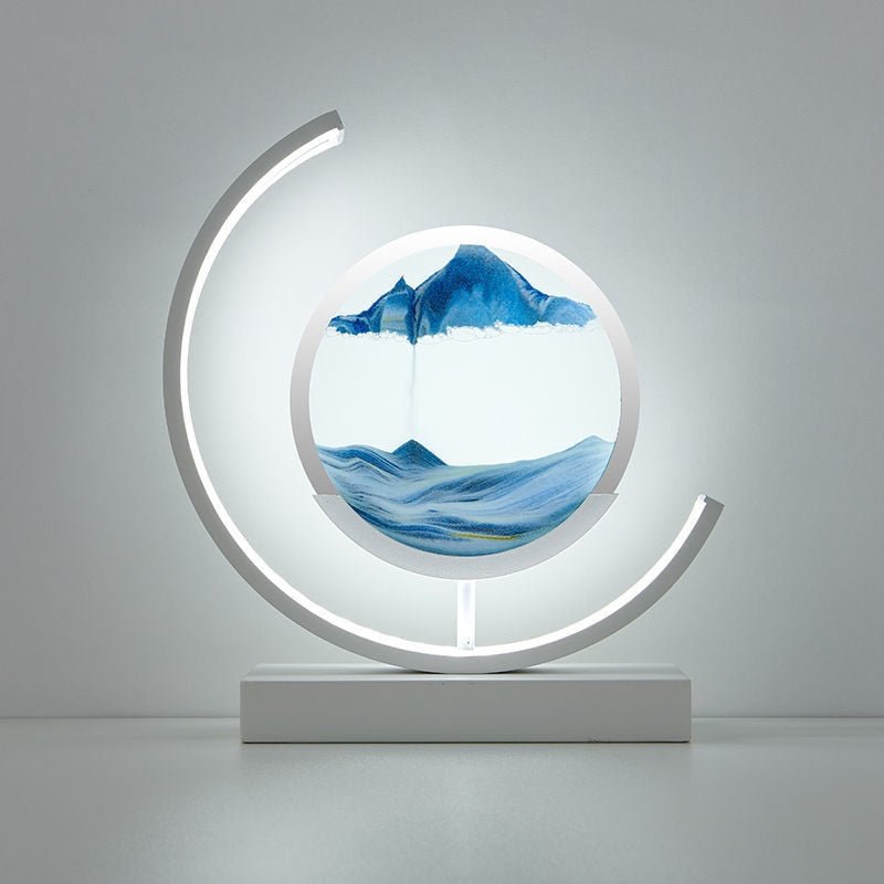 Table Lamp - Moving Sand Art with Curved Ring Frame