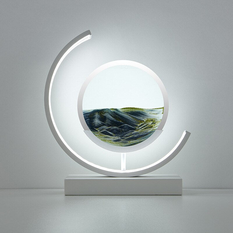 Table Lamp - Moving Sand Art with Curved Ring Frame