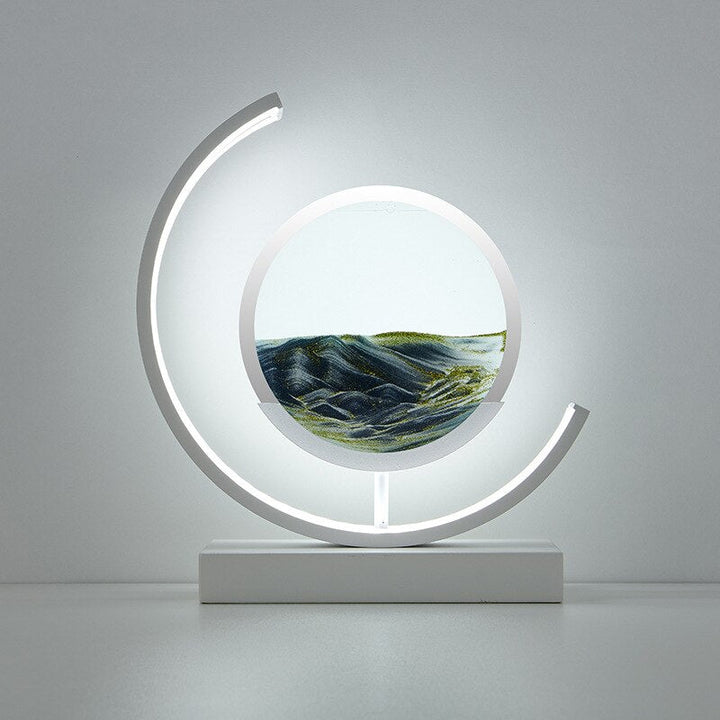 Table Lamp - Moving Sand Art with Curved Ring Frame