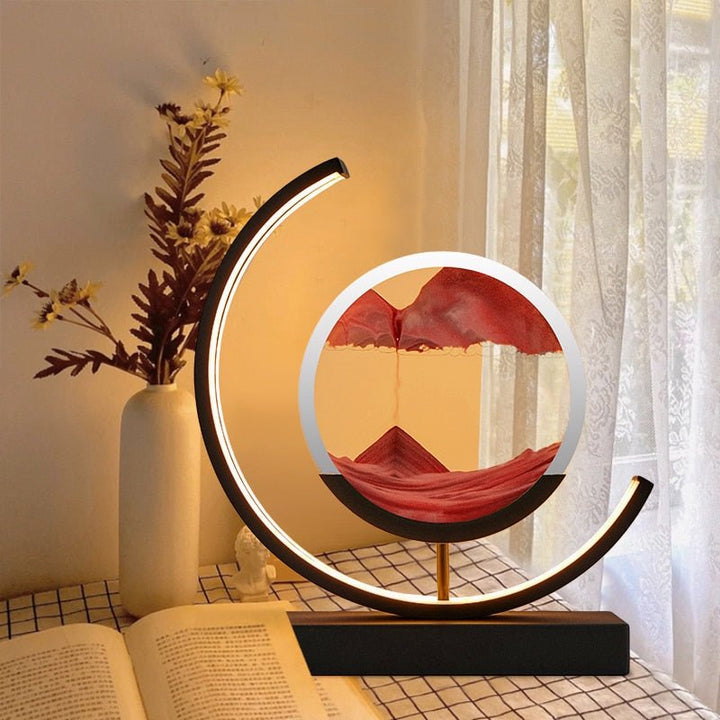 Table Lamp - Moving Sand Art with Curved Ring Frame