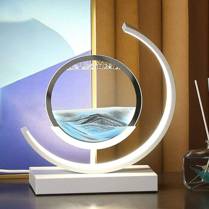 Table Lamp - Moving Sand Art with Curved Ring Frame