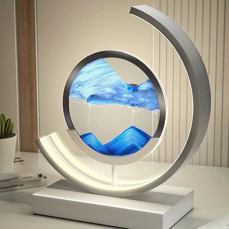 Table Lamp - Moving Sand Art with Curved Ring Frame