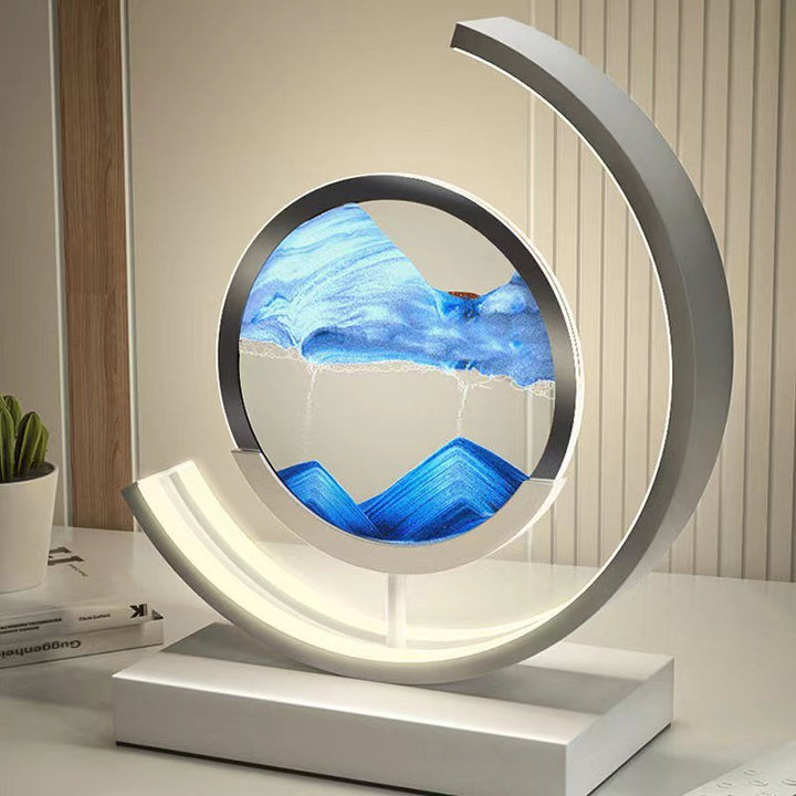 Table Lamp - Moving Sand Art with Curved Ring Frame