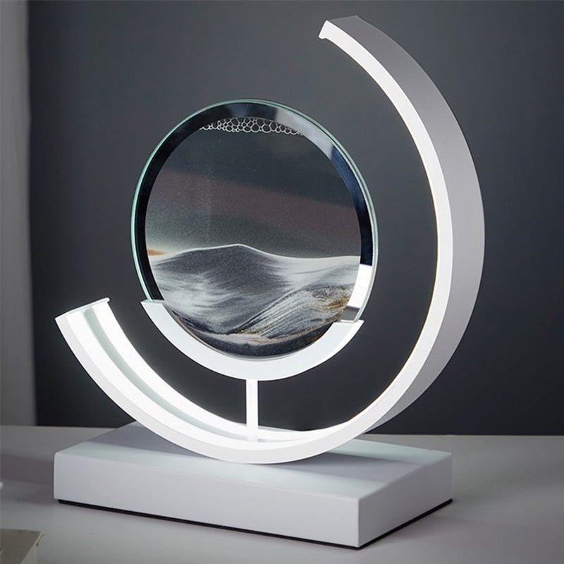 Table Lamp - Moving Sand Art with Curved Ring Frame