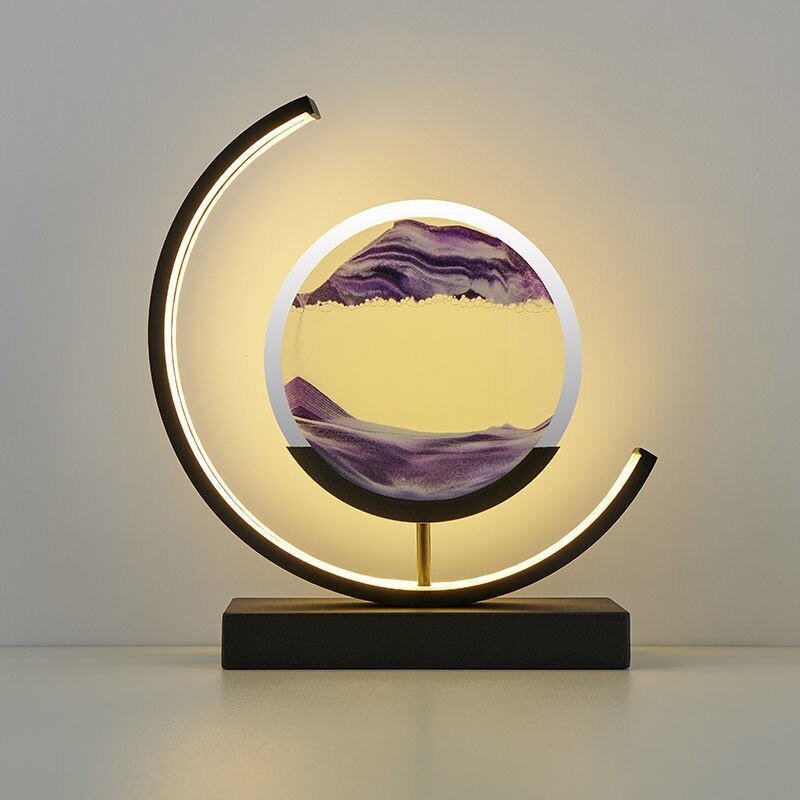 Table Lamp - Moving Sand Art with Curved Ring Frame
