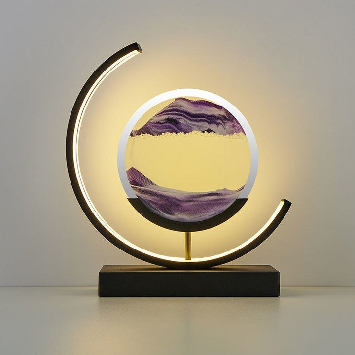Table Lamp - Moving Sand Art with Curved Ring Frame