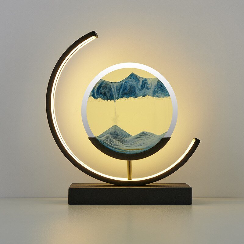Table Lamp - Moving Sand Art with Curved Ring Frame