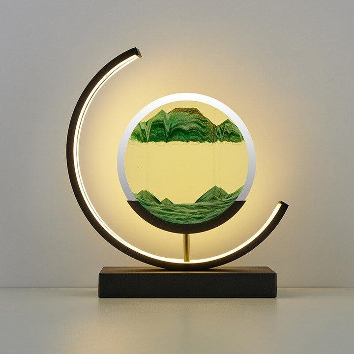 Table Lamp - Moving Sand Art with Curved Ring Frame