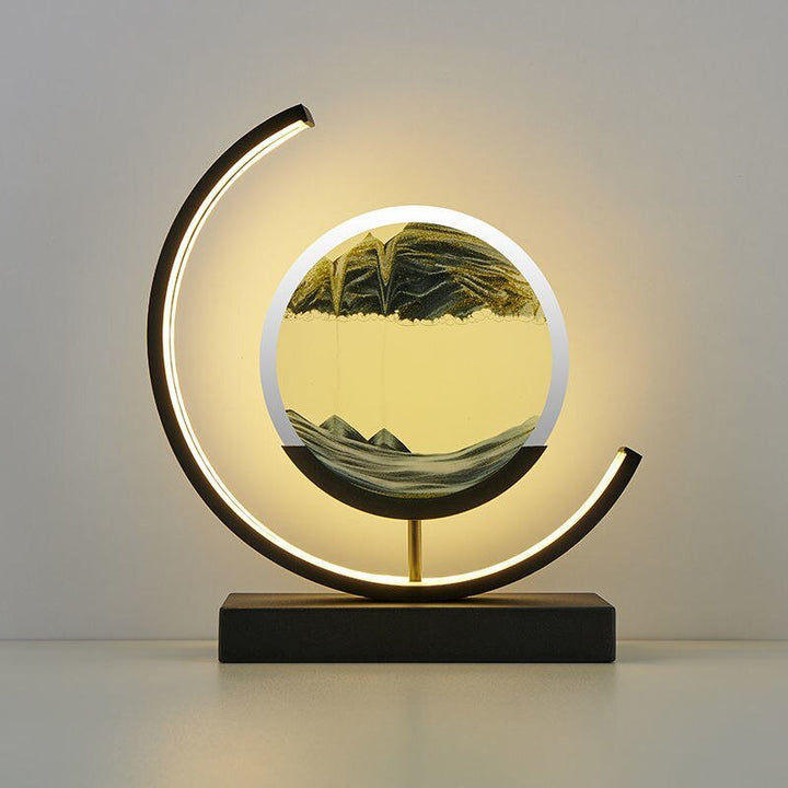 Table Lamp - Moving Sand Art with Curved Ring Frame