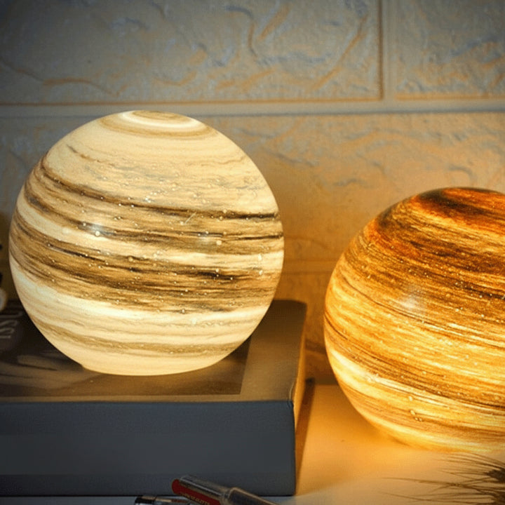Table Lamp - Spherical Marbled Globe Shade