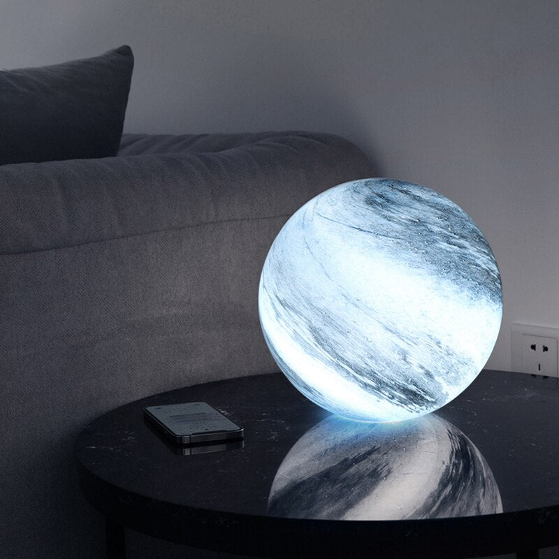 Table Lamp - Spherical Marbled Globe Shade