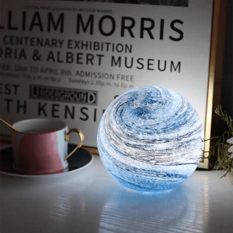 Table Lamp - Spherical Marbled Globe Shade