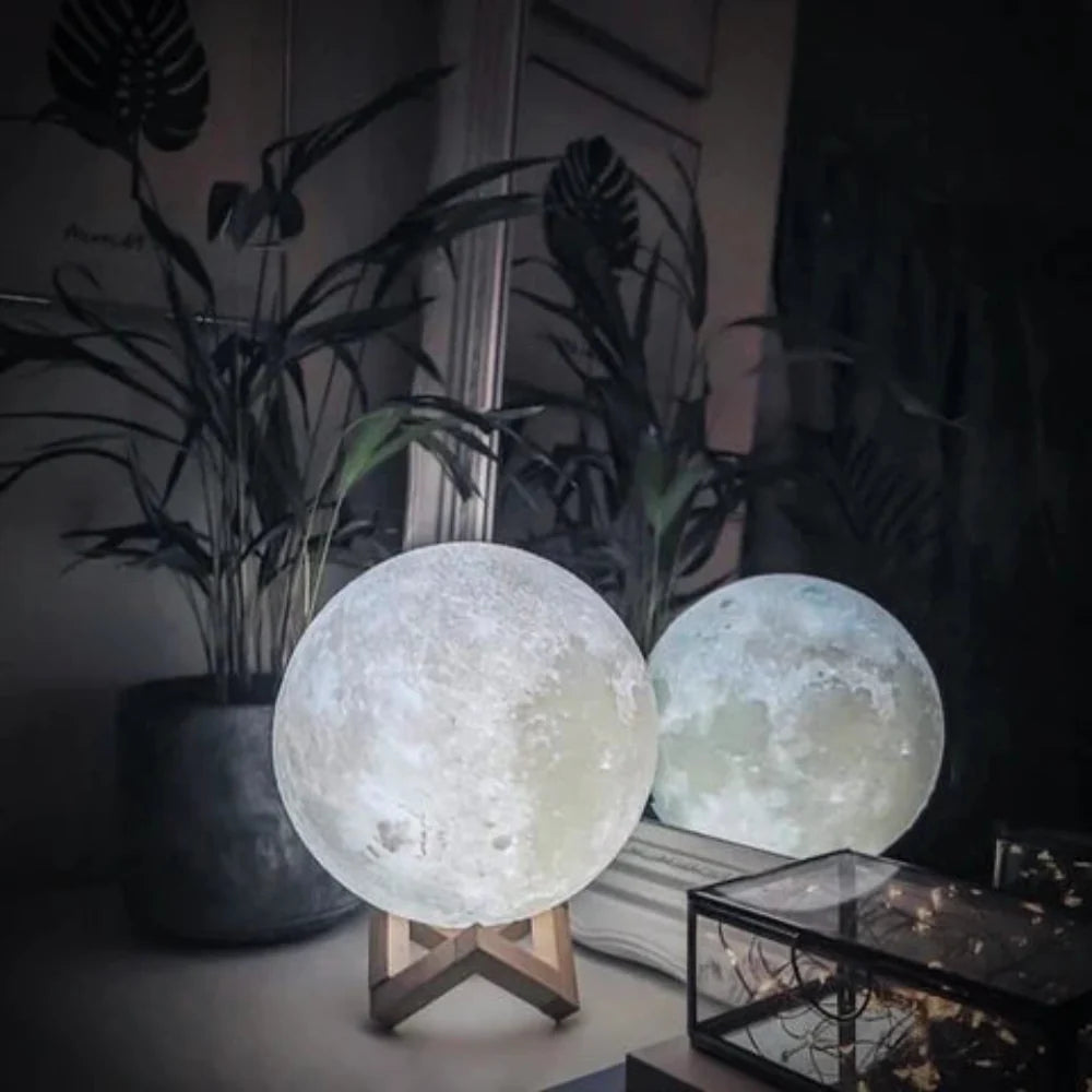 Table Mounted Moon Lamp - Spherical Lunar Print Night Light