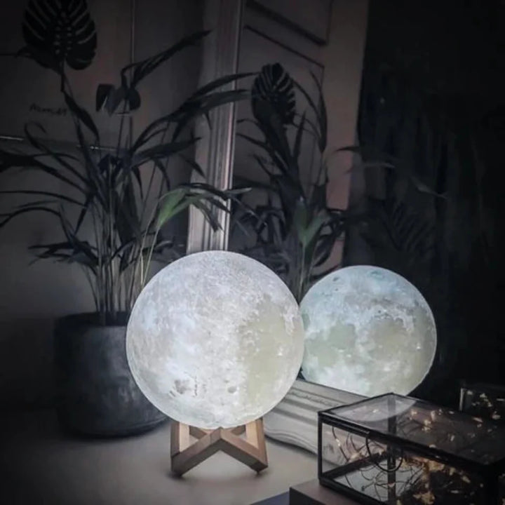 Table Mounted Moon Lamp - Spherical Lunar Print Night Light