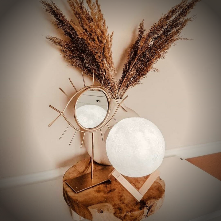 Table Mounted Moon Lamp - Spherical Lunar Print Night Light
