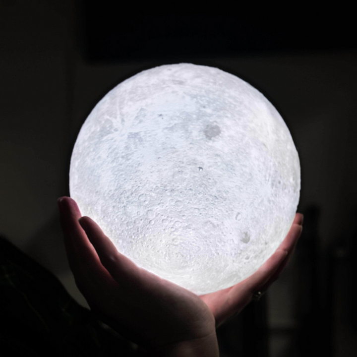 Table Mounted Moon Lamp - Spherical Lunar Print Night Light
