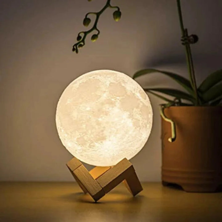 Table Mounted Moon Lamp - Spherical Lunar Print Night Light
