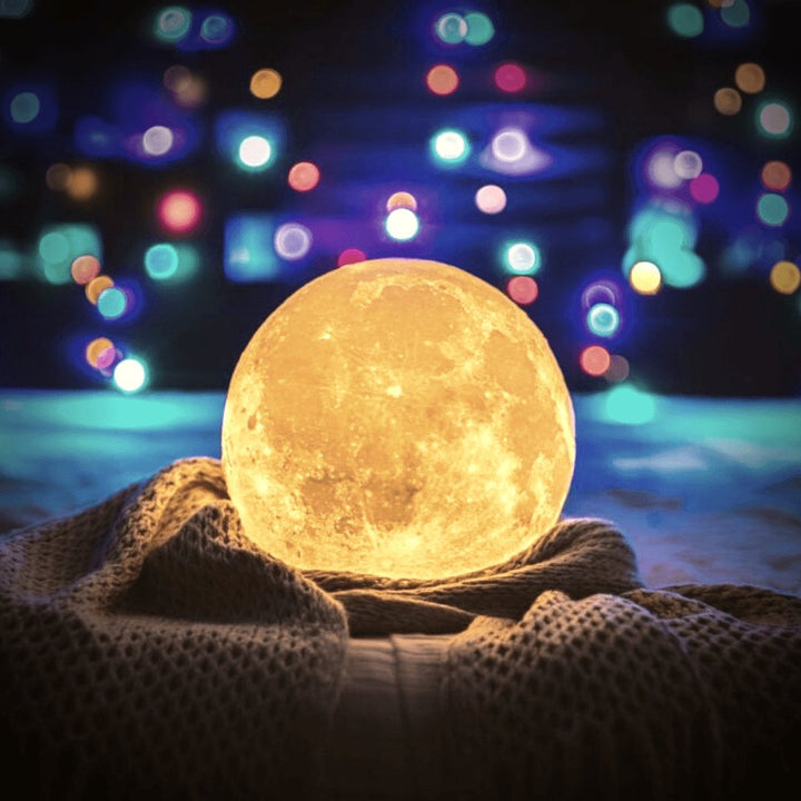 Table Mounted Moon Lamp - Spherical Lunar Print Night Light