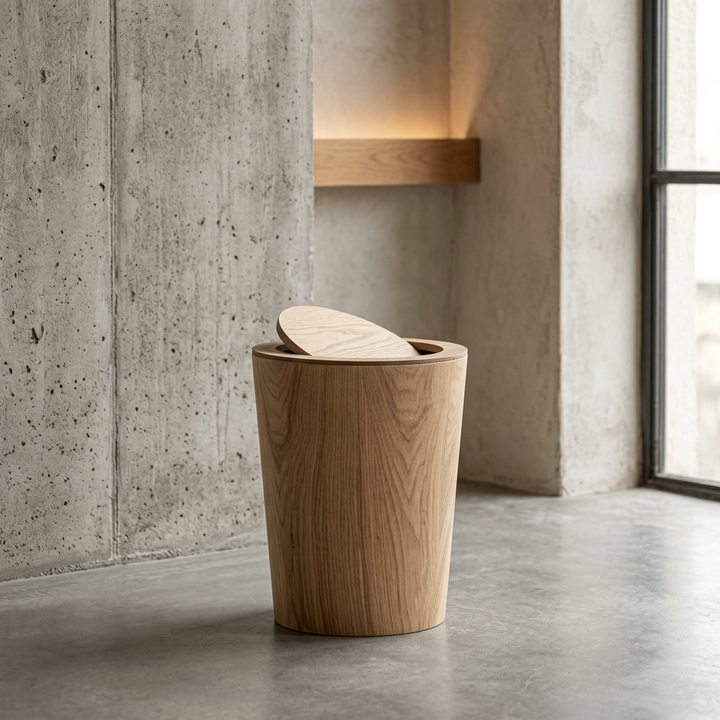 Trash Can - Round Tapered Waste Bin with Swing Lid