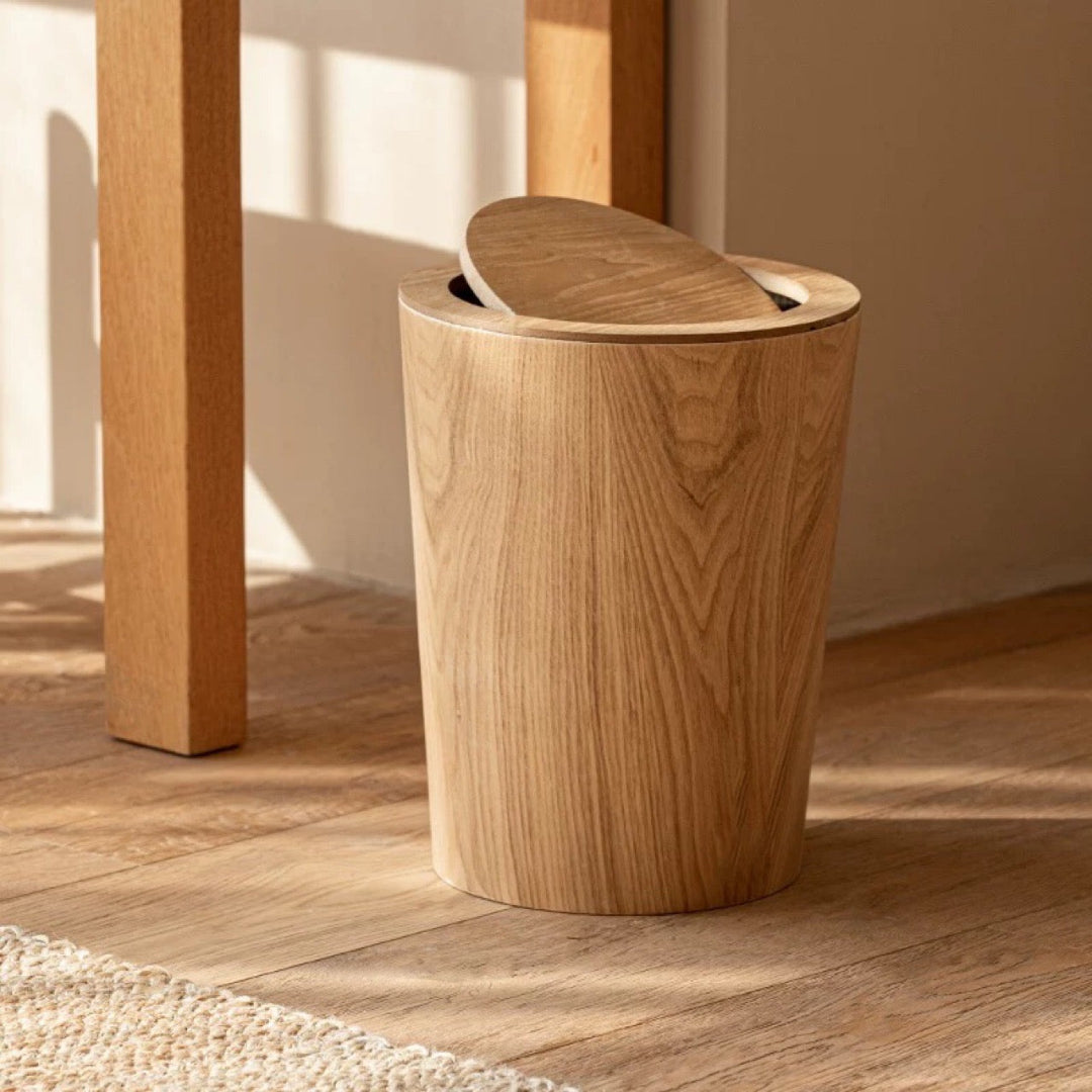 Trash Can - Round Tapered Waste Bin with Swing Lid