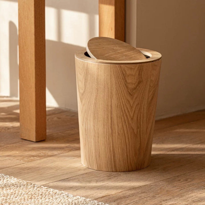 Trash Can - Round Tapered Waste Bin with Swing Lid
