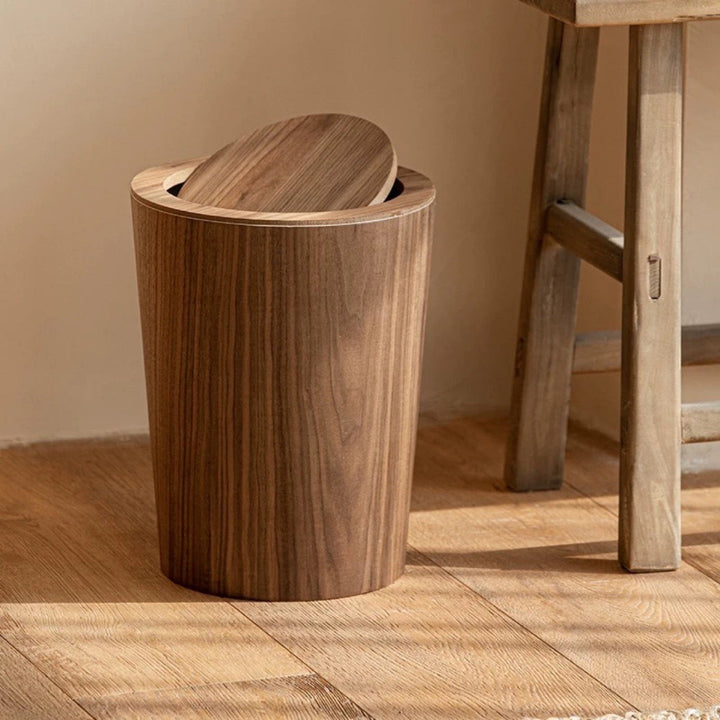 Trash Can - Round Tapered Waste Bin with Swing Lid