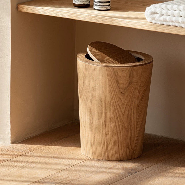 Trash Can - Round Tapered Waste Bin with Swing Lid
