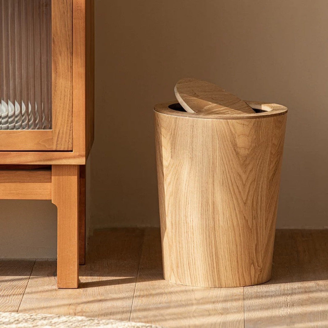 Trash Can - Round Tapered Waste Bin with Swing Lid