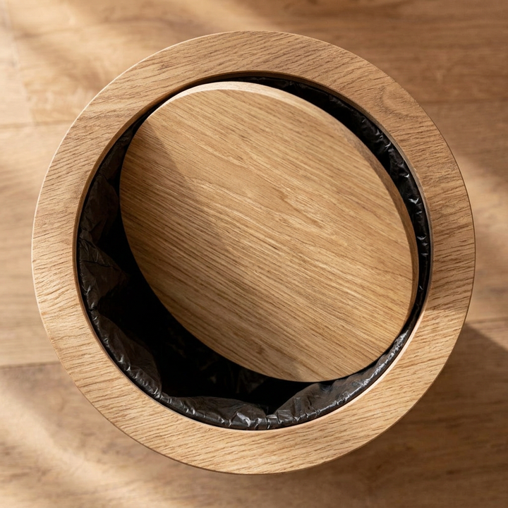 Trash Can - Round Tapered Waste Bin with Swing Lid