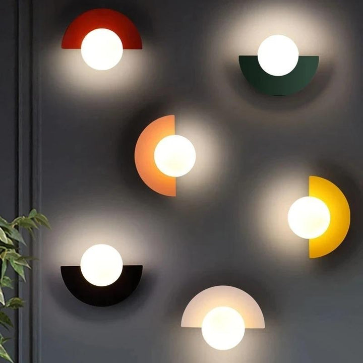 Wall Light Half Moon Globe Shade with Semicircle Plate