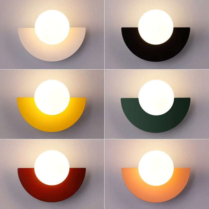 Wall Light Half Moon Globe Shade with Semicircle Plate