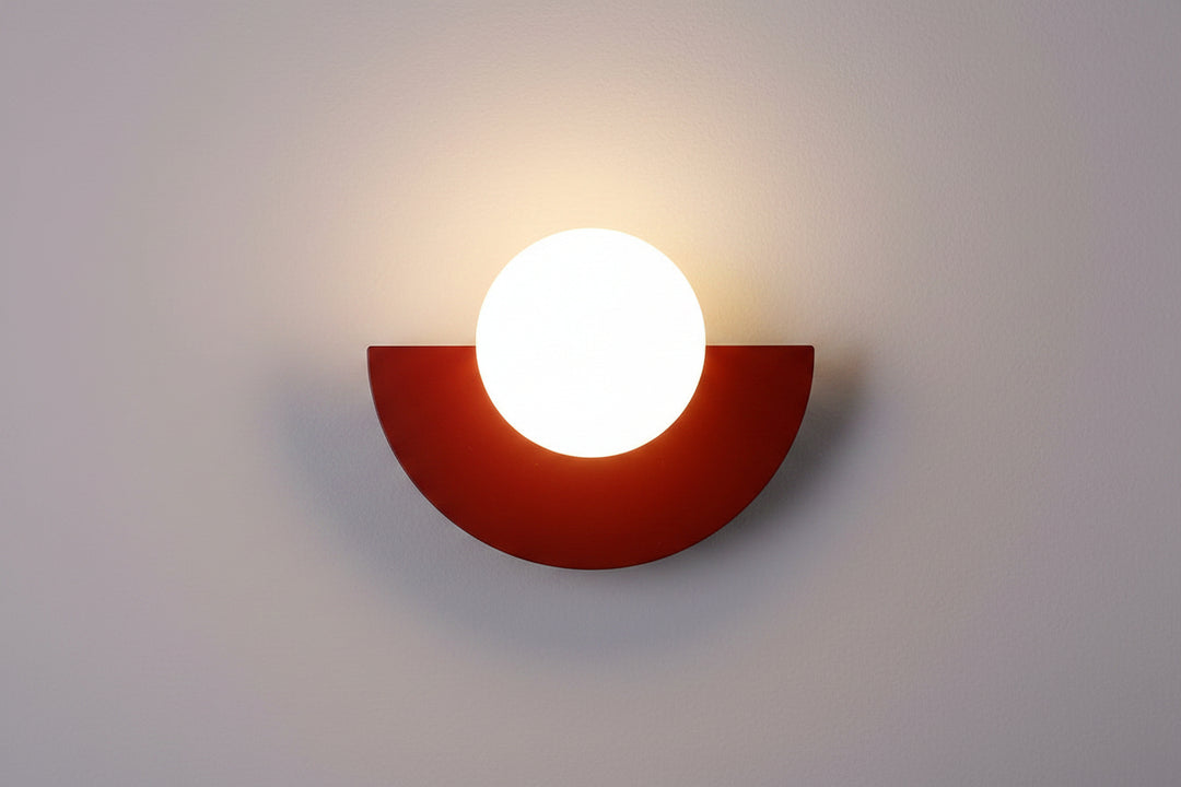 Wall Light Half Moon Globe Shade with Semicircle Plate