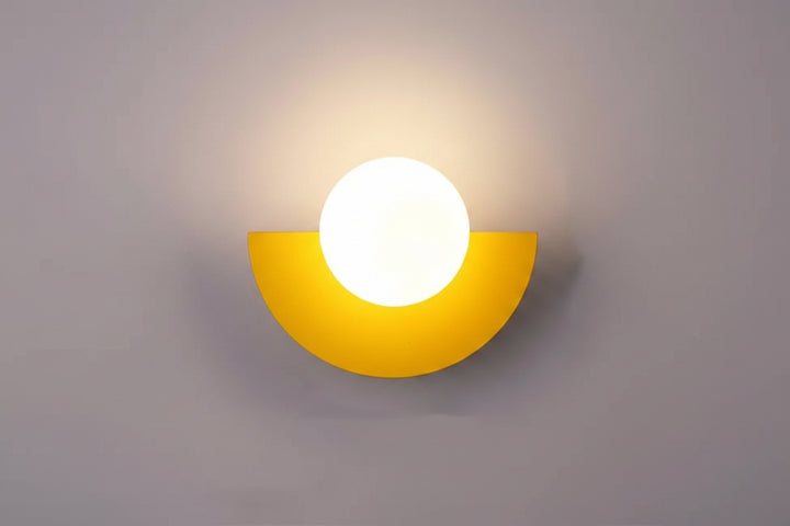 Wall Light Half Moon Globe Shade with Semicircle Plate