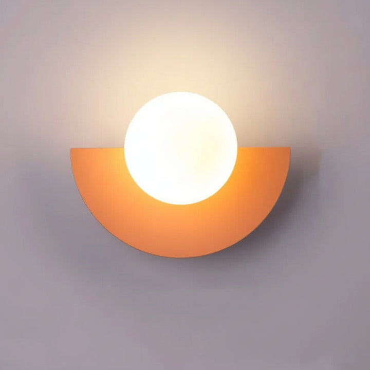 Wall Light Half Moon Globe Shade with Semicircle Plate