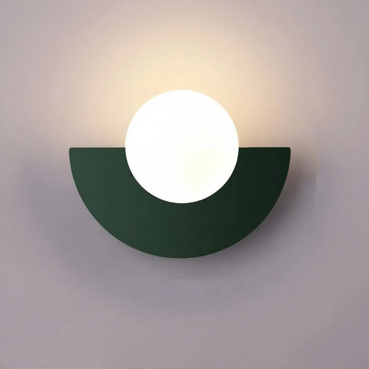 Wall Light Half Moon Globe Shade with Semicircle Plate