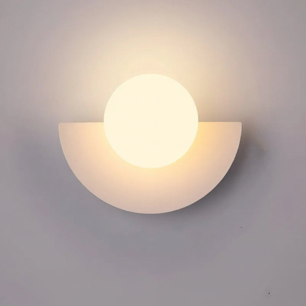 Wall Light Half Moon Globe Shade with Semicircle Plate
