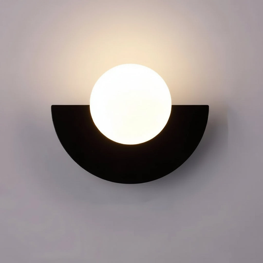 Wall Light Half Moon Globe Shade with Semicircle Plate