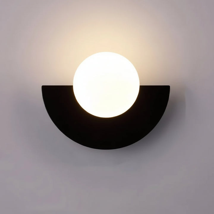 Wall Light Half Moon Globe Shade with Semicircle Plate