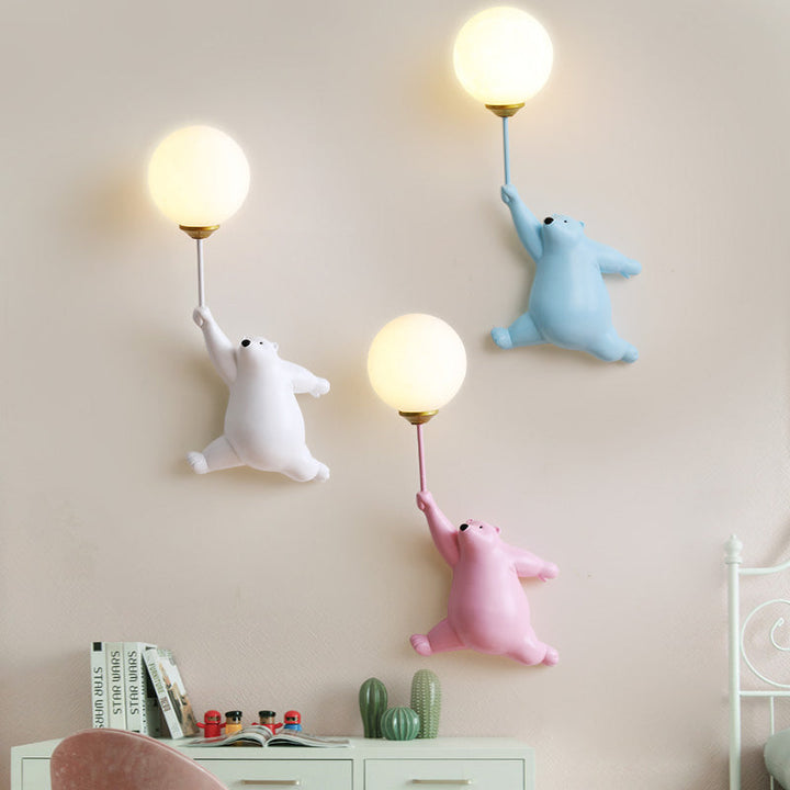 Wall Mounted Bear Lamp Balloon Globe Shade
